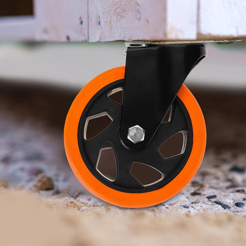 5-inch Swivel Cart Replacement Wheels, Sturdy Flat-Base Casters for Furniture and Industrial Cabinets, Smooth Rolling
