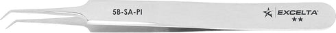 Excelta Bent Ultra Fine Tip Tweezer, Two Star Precision Rated Stainless Steel, 4.25" Overall Length