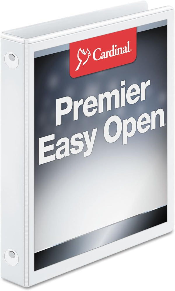 Cardinal 1 Inch Premier Easy Open 3 Ring Binder, ONE-TOUCH Locking Round Rings, 200-Sheet Capacity, ClearVue Cover,