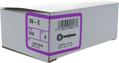The Hillman Group 516 Eyebolts with Nuts, 8-Pack, 5/16 x 3 1/4-Inch, Zinc