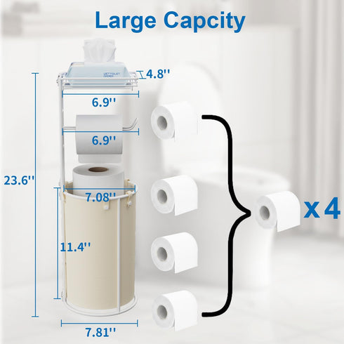 Standing Toilet Paper Storage Rack, Rustproof Metal Stand Up Toilet-Paper Roll Holder, Free Standing Tissue Holder