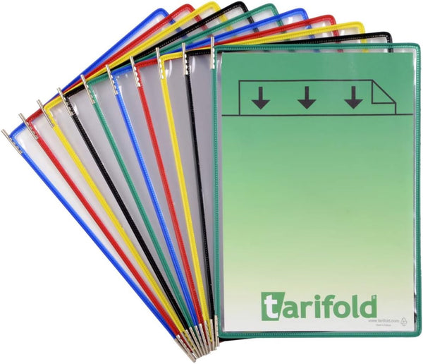 DJOIS by Tarifold 10 Pocket Pivoting Pockets for Wall or Desk Systems, Durable Anti-Glare Material, Assorted Colors