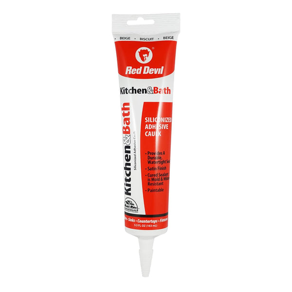 Red Devil 040520 Silicone Acrylic Caulk & Sealant, 5.5 oz, Off-White, 100% Waterproof, Made in USA