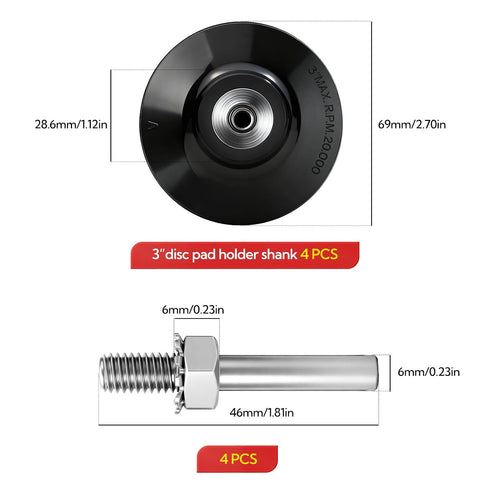 GAGIRA 4PCS 3" Disc Pad Holder, Quick Change Disc Pad Holder, Angle Grinder Pads for Polishing, Sanding Tools