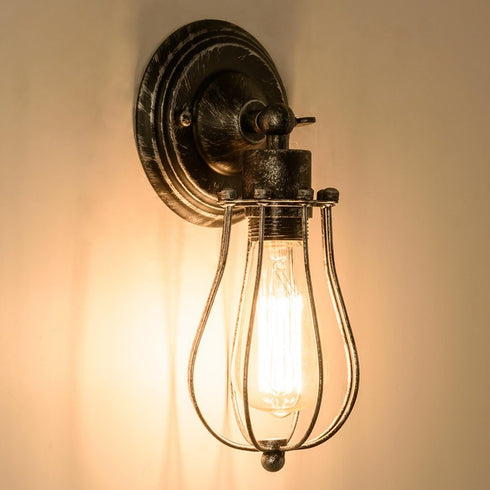 Vintage Wall Lamp Adjustable Rustic Retro Wire Cage Wall Light Industrial Style Indoor Lighting Fixture ;Moonkist