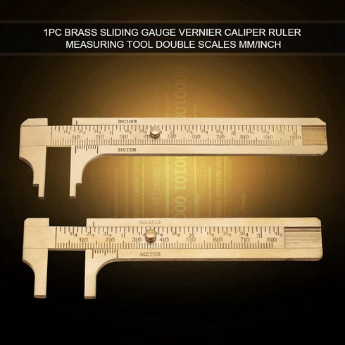 Jeanoko Double Scale Vernier Calipers, Brass Sliding Gauge, Handy Measuring Tool for Jewelry, mm/inch