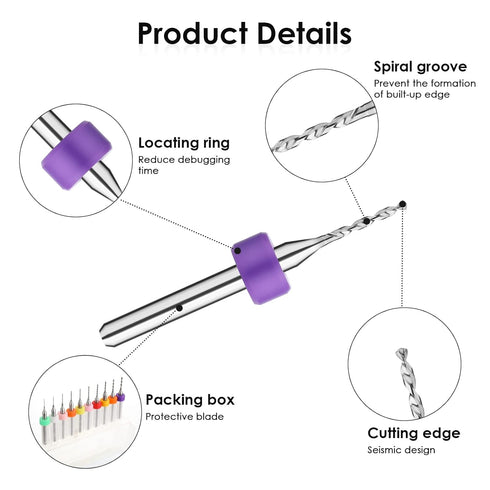 20 Pcs Micro Drill Bit Set, 0.3-1.2mm Tungsten Steel Bits for PCB Print Circuit Board and CNC Router