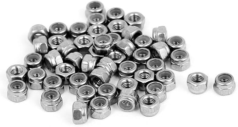 uxcell M3 x 0.5mm Stainless Steel Self-Locking Nylon Insert Hex Lock Nuts, 50pcs