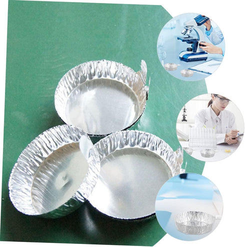 50pcs Aluminum Foil Weighing Dish Aluminum Foil Pans Laboratory Equipment Lab Equipment Liquid Silver Powder Dry Powder Containers Measuring Weigh Boat Sample Weighing Tray