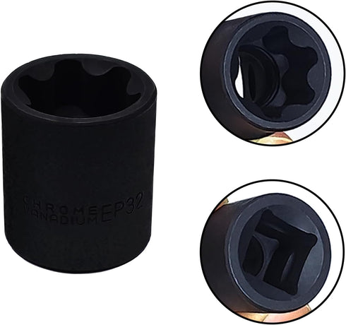 EP Socket EP32, 1/2 Drive Female External E-Torx Plus Puller Tool
