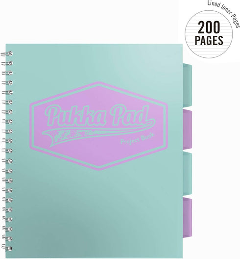 Pukka Pad 5 Subject Spiral Notebook 3-Pack, 200 Pages with Repositionable Dividers & Perforated Edges for Office