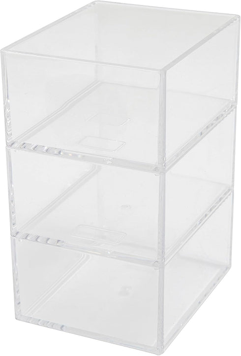 Martha Stewart Brody Desktop Storage Organizer, Stack and Slide Plastic Organizer Tray, Organizer for Office, Kitchen, or Vanity, 3" x 3.75", Clear by Martha Stewart