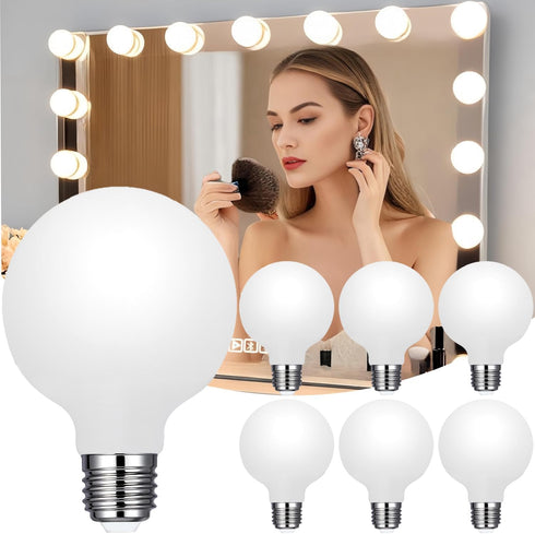 Vinaco Milky Frosted Glass G25 led Light Bulbs 6W Equal 60W, 6
