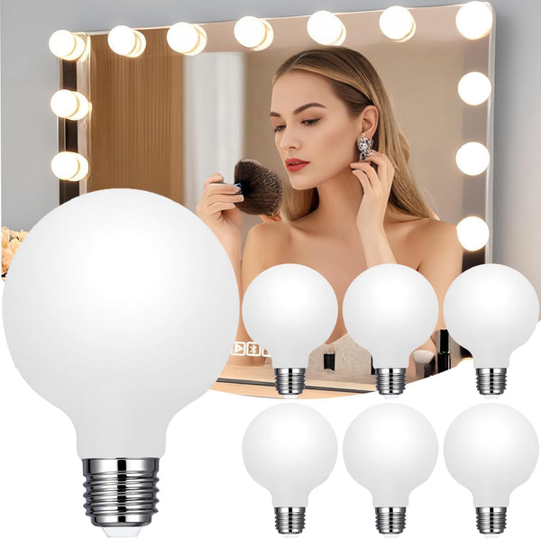 Vinaco Milky Frosted Glass G25 led Light Bulbs 6W Equal 60W, 6