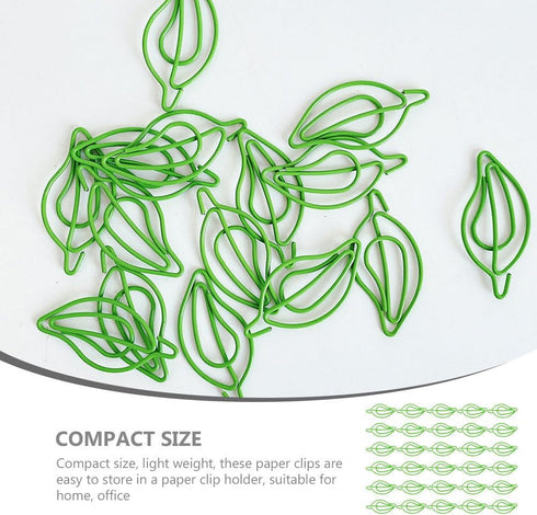 TEHAUX 30pcs Mini Paper Clips, Leaf Paper Clip, Small Stationery Clips, Office Paperclips, Bookmark Clip