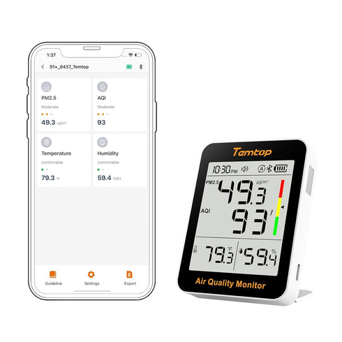 Temtop Smart Air Quality Monitor with Indoor Thermometer & Thermo-Hygrometer PM2.5, AQI,