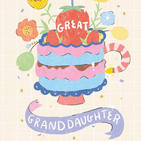 Prime Greetings Birthday Card for Great Granddaughter, Eco-Friendly, Thick Card Stock with Premium Envelope
