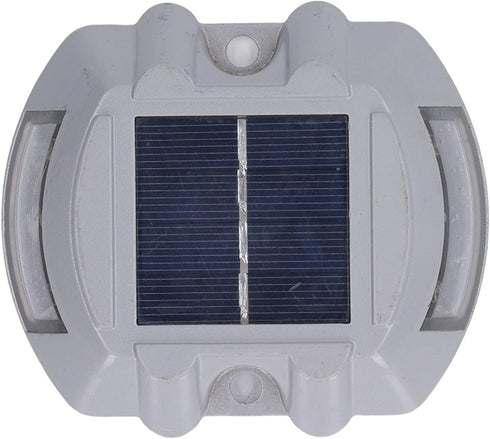 Solar Deck Light with Reflective Flashing, Waterproof IP68, Aluminum Alloy, Silver -