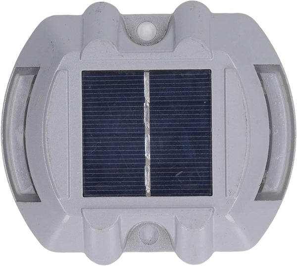 Solar Deck Light with Reflective Flashing, Waterproof IP68, Aluminum Alloy, Silver -