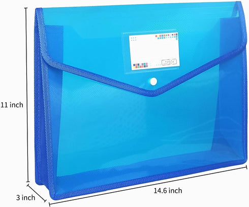 YoeeJob Plastic File Folders Legal Size 2 Pcs - Expandable Document Folder with Snap Button Closure, Blue