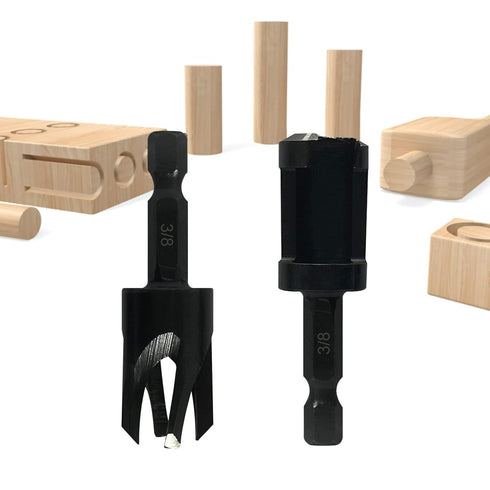 Wood Plug Cutters Set, 4 pcs Straight & 4 pcs Tapered with 1/4 Hex Shank, Cork Drill Bit Knives