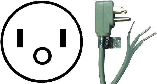 15-0345 Certified Appliance Accessories 15-Amp Power Cord, 5 Feet, 3 Wires, Grounded, Right Angle Plug