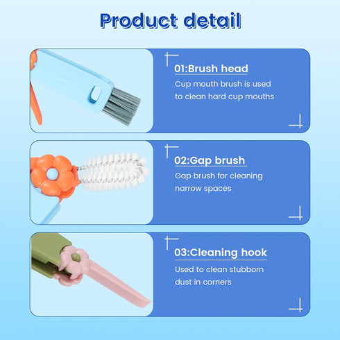 BXUYAOXMC 24 Pack 3 1 180 in Cup Lid Cleaning Brush, Rotatable Bottle Brush Gap Cleaner, Multifunctional Hangable