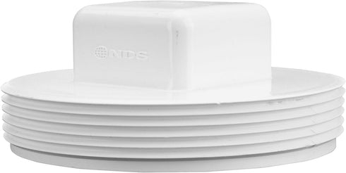 NDS 41P8 PVC S&D Cleanout Plug with 4-Inch MPT Connection for 4-Inch FPT Drain Fittings, White