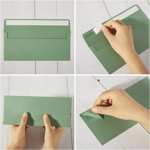 Wishop 50 Pack Sage-Green #10 Business Envelopes Self Seal for Office, 4.13 x 9.49 Inches