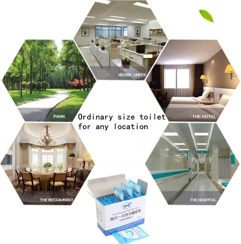 XICHEN Pack 50PCS 40cmx48cm - Pocket Size Disposable Plastic Toilet Seat Covers Travel Individually Wrapped