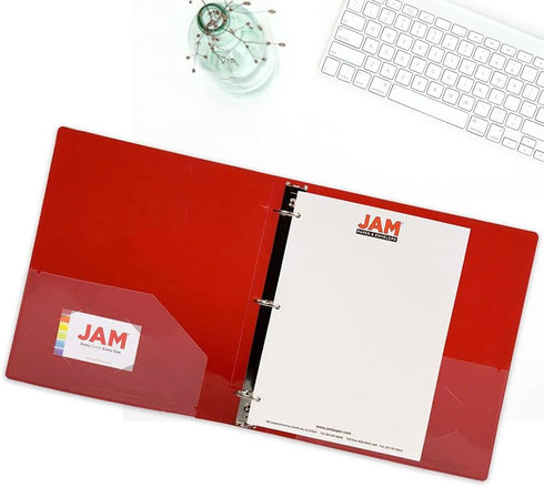 JAM PAPER Plastic 2 inch Binders, Assorted 3 Ring Binders, 4/Pack