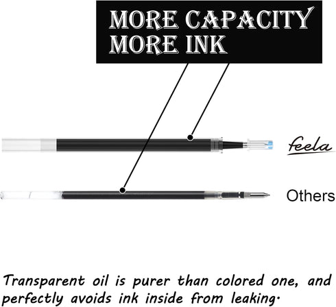 feela 52 Pack Retractable Black Ink Gel Pens, Premium Medium Point Rollerball Pens for School, Smooth Writing