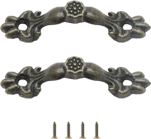 24 Pcs 1.68 inch Drawer Pulls, Antique Cabinet Handles, Decorative Handles for Dresser Drawer Jewelry Box, Bronze by Jiozermi