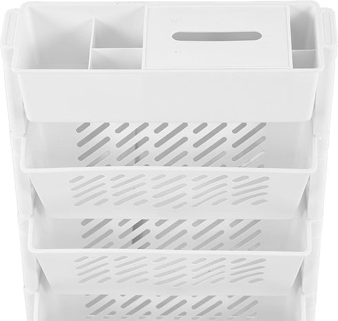 Small Bookshelf Mobile Bookcase, Home Tiered Storage Shelf Carts with Wheels, Rolling Storage Cart (5 Layer)
