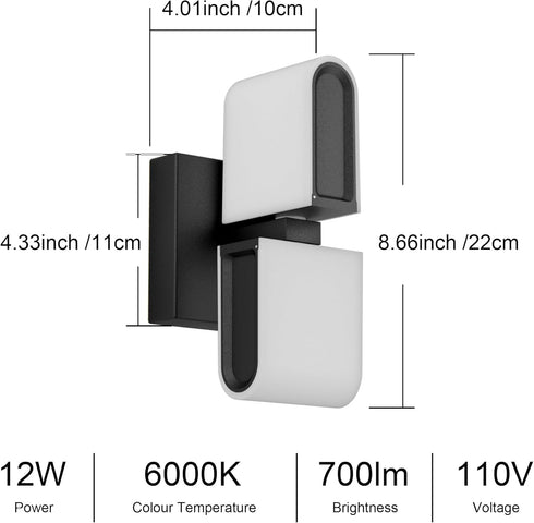 6000K Aipsun Black Wall Sconces Hardwired Modern LED Sconces Wall Lighting Indoor Wall Sconce for Living Room Hallway