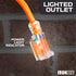 Iron Forge Cable 6 ft Lighted Outdoor Extension Cord - 14 Gauge 15 Amp Heavy Duty Power Cords - Orange