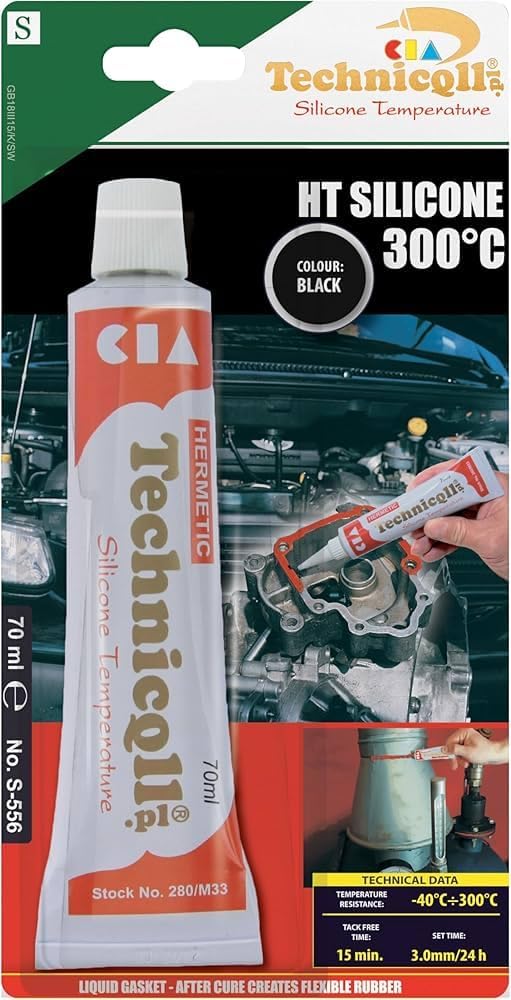 Black High Temperature Silicone Adhesive Sealant 70Ml Heat Resistant 300'C by Technicqll