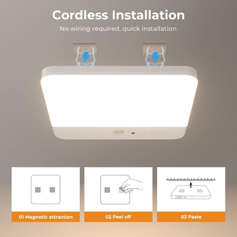 Closet Bathroom,Stairs,Garage,Hallway,3 FULEN Motion Sensor Ceiling Light Fixture, Cordless Light Battery Operated