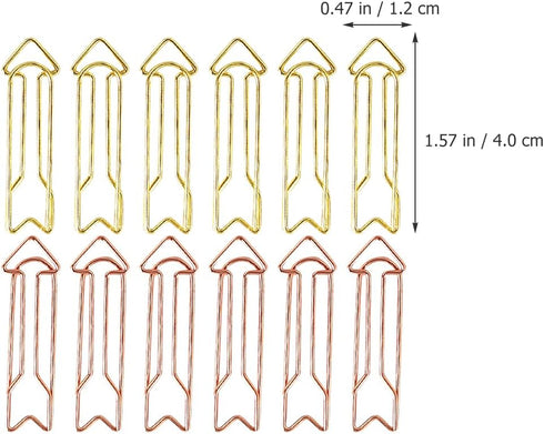 LUOZZY 40pcs Metal Paper Clip Arrow Shaped Paper Clips File Document Coloful Clips for Home Office School - Rose Gold + Gold
