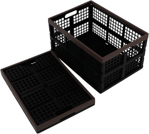 Lesbin 2-Pack 42 L Plastic Staking Folding Storage Basket Crates, Extra Large Plastic Crate Storage