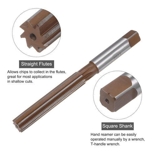 uxcell Hand Reamer 18mm H7 - Metric Reamer Drill Bit for Metal, Wood Hole Reaming, Straight Flutes Cutting Tool