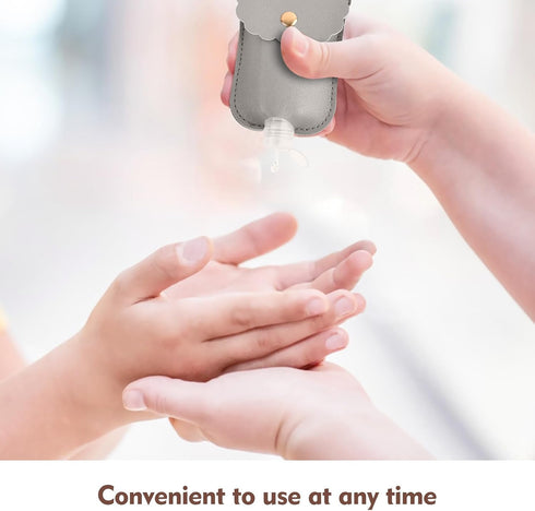 TLIFOS 2Pcs Reusable Hand Sanitizer Holder, Portable Leather Leakproof Hand Sanitizer Keychain for Travel Outdoor