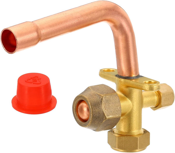 PATIKIL Air Conditioner Stop Valve - 1/2" OD Copper Tube Elbow 90 Degree 3 Way Angle Service Valve