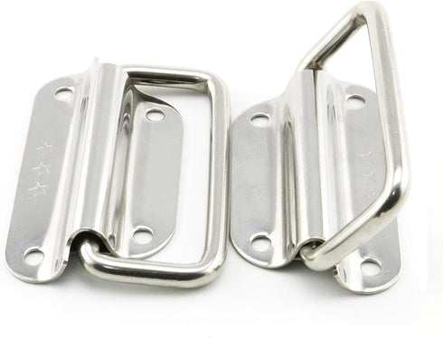 XMHF 3 Inch Pull Ring Handle, Stainless Steel Foldable Boat Hatch Latch Cabinet Lifting Ring Pull Handle - Pack of 2