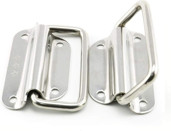 XMHF 3 Inch Pull Ring Handle, Stainless Steel Foldable Boat Hatch Latch Cabinet Lifting Ring Pull Handle - Pack of 2