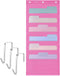 Mr. Pen Hanging Wall File Organizer, 6 Pocket Pink with 3 Overdoor Hangers Included