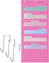 Mr. Pen Hanging Wall File Organizer, 6 Pocket Pink with 3 Overdoor Hangers Included