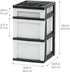 IRIS 3 Drawer Storage Cart, Plastic Organizer for Classroom Supplies, Art Supplies, Small Parts (Pearl/Black)
