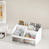 Desk Organizer with 6 Compartments and 2 Drawers, Plastic Makeup Organizer, Pen Holder for School, Home, Office