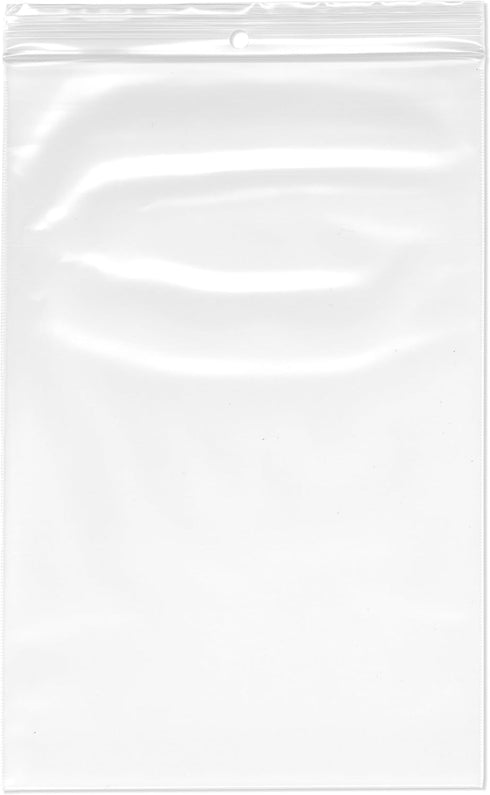 Plymor 6" x 9" Heavy Duty Zipper Reclosable Plastic Bags (Pack of 200), 4 Mil with Hang-Hole